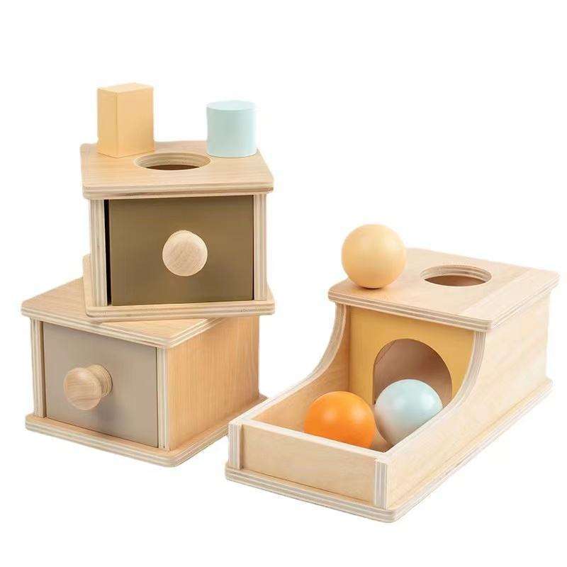 New Teaching Aids DIY Wooden Farm Toy Coin Box Ball Drop Learning Toy with Logo Packed in Color Box Sets