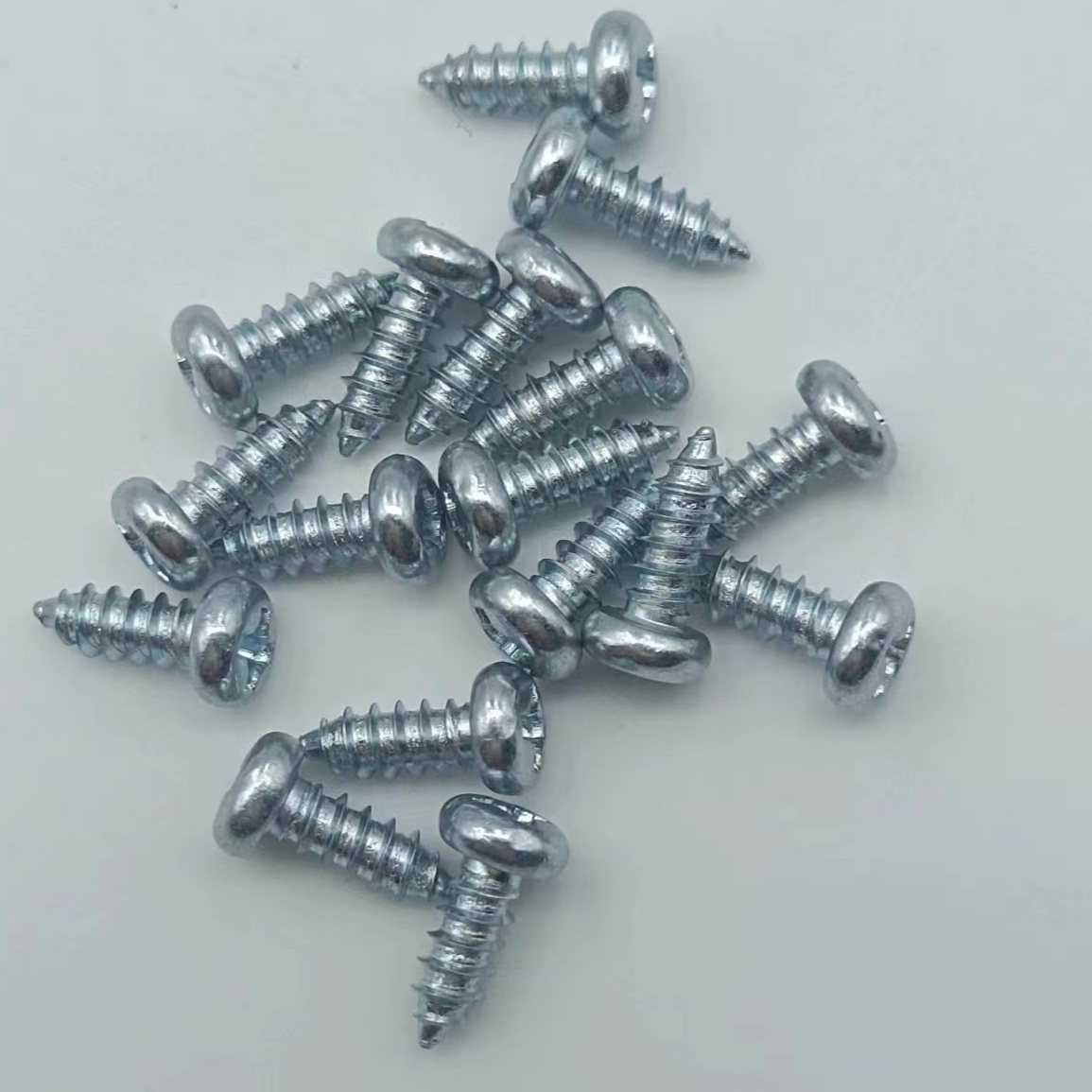 Quick Release Spot Galvanized Carbon Steel PA Pan Head Screw Blue-White Zinc Plated ISO Standard Self Tapping Cross Screw