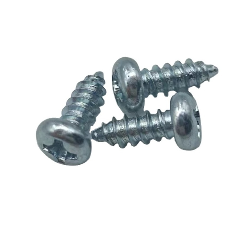 Quick Release Spot Galvanized Carbon Steel PA Pan Head Screw Blue-White Zinc Plated ISO Standard Self Tapping Cross Screw