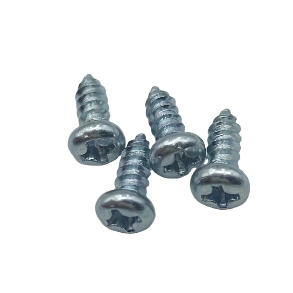 Quick Release Spot Galvanized Carbon Steel PA Pan Head Screw Blue-White Zinc Plated ISO Standard Self Tapping Cross Screw