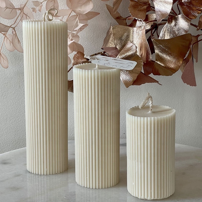 Ribbed Thick Candle Pillar candle Home Decor Large Ribbed Pillar soy wax Wedding gift Column ribbed candle