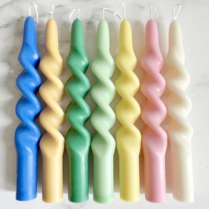 Matt Twist Taper Candles Spiral Candlesticks Dinner Candles Pastel Home Funky Decor