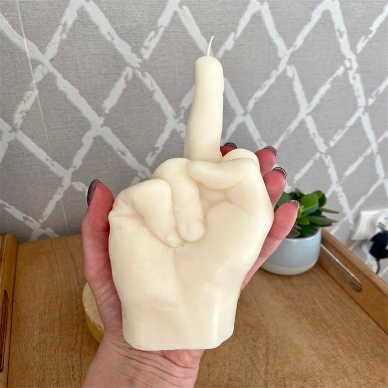 2023 new design middle finger hand shaped candle for decoration