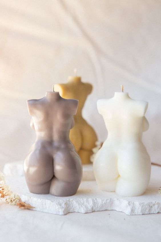 Aphrodite Body Candle Scented Small Black Orchid Scent Soy Wax Female Bust Candle Female Torso Soy Wax Candle Christmas Gifts