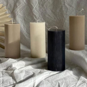 Ribbed Thick Candle Pillar candle Home Decor Large Ribbed Pillar soy wax Wedding gift Column ribbed candle