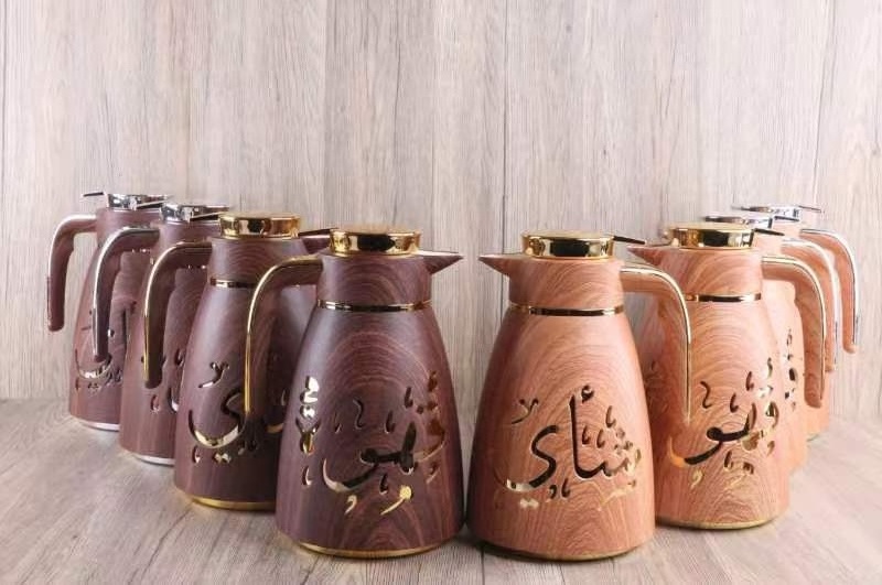 1000ml Dallah Thermos Gold Coating Coffee Pot Luxury Insulation Flask Teapot Set for Ramadan