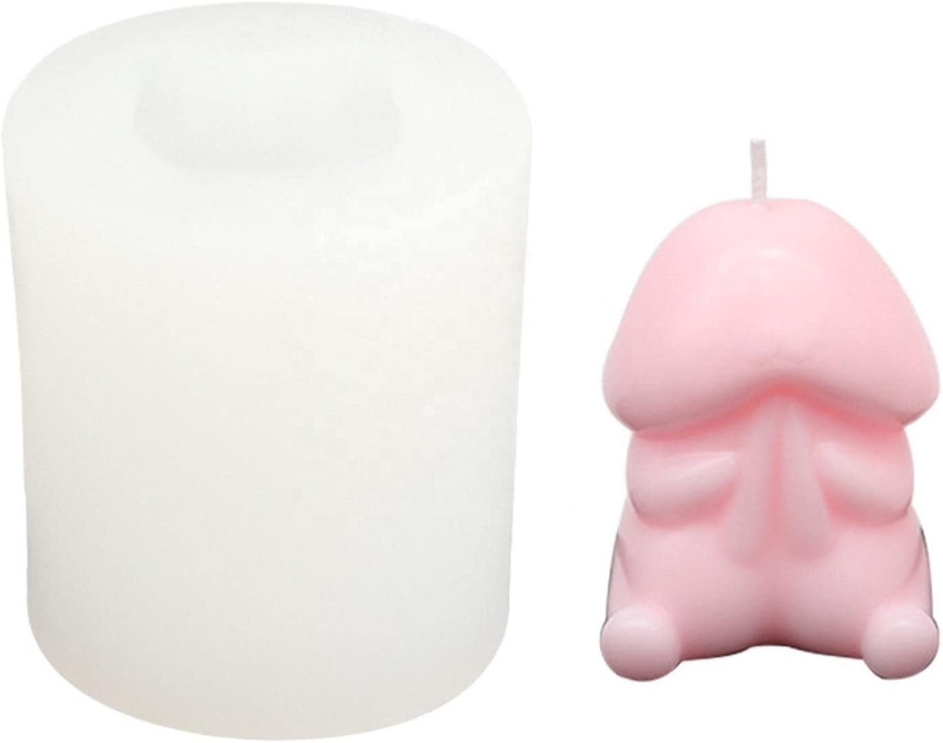 LINGJIONG Silicone Candle Mold Cute Cartoon Male Penis Candle Silicone Mold Smooth Soft Soap Molds Easy To Clean For Home Party