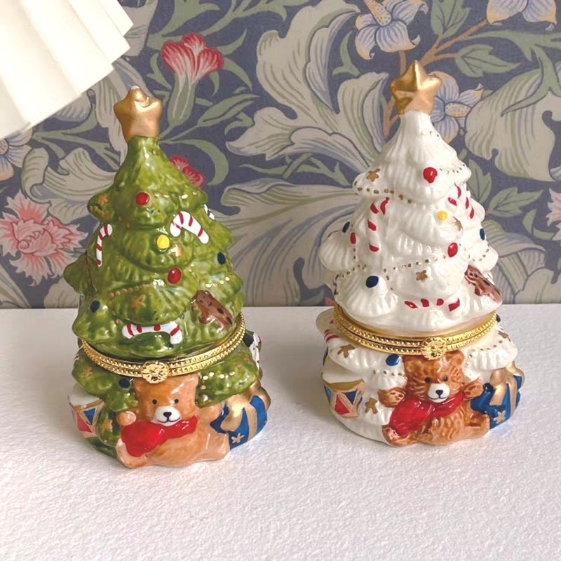 Christmas tree promotional gift ceramic jewelry accessory custom ring holder jewelry stand