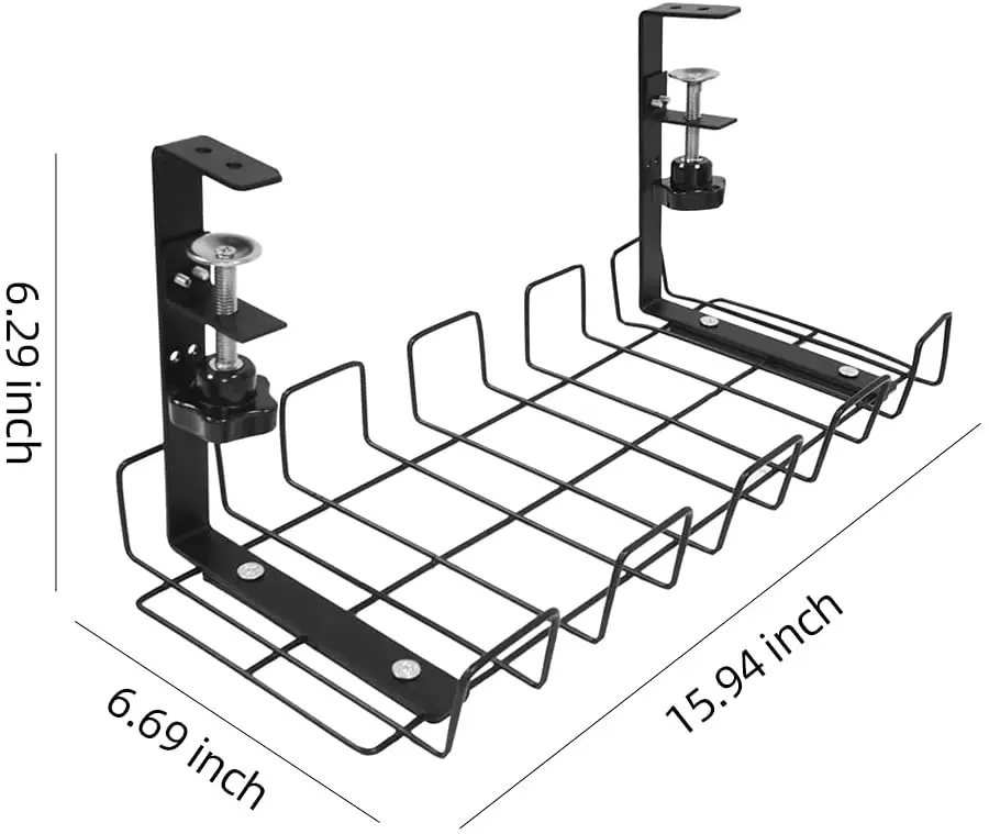 Qinkai no Drill Wire Mesh Trays Under Desk Cable Management Tray Storage Rack