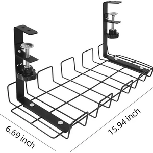 Qinkai no Drill Wire Mesh Trays Under Desk Cable Management Tray Storage Rack