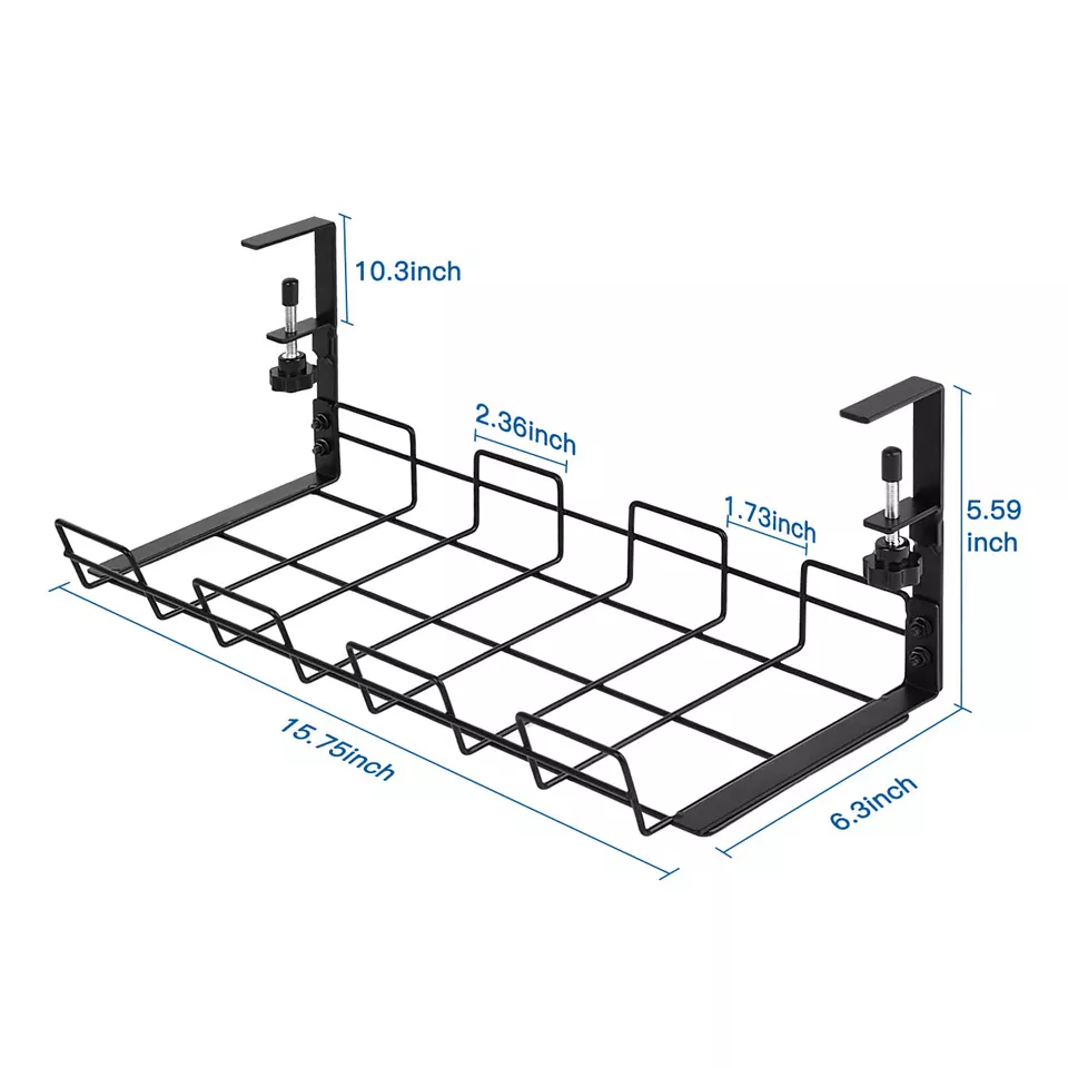 Qinkai no Drill Wire Mesh Trays Under Desk Cable Management Tray Storage Rack