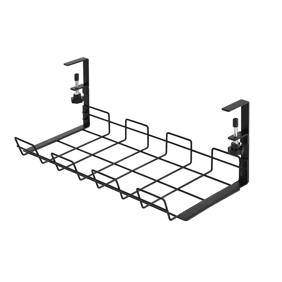 Qinkai no Drill Wire Mesh Trays Under Desk Cable Management Tray Storage Rack