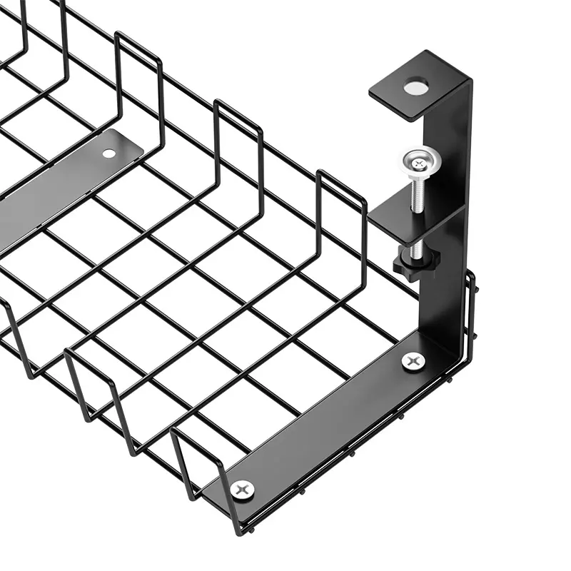 Qinkai no Drill Wire Mesh Trays Under Desk Cable Management Tray Storage Rack