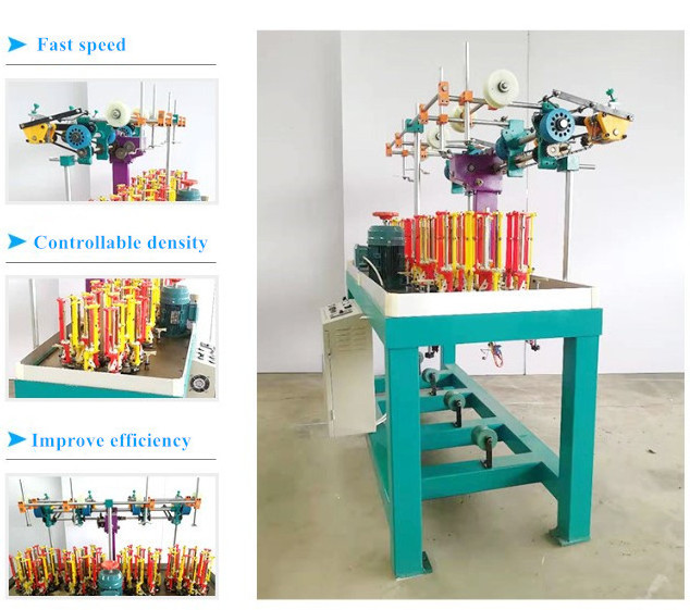 Qipang weaving loom 90 series  automatic high speed elastic cord 16 spindles round rope shoe laces braiding machine for sale