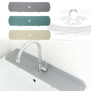 Wholesale Silicone Faucet Handle Drip Catcher Tray Silicone Sink Faucet Mat Silicone Sink Splash Guard Faucet Drip Catcher