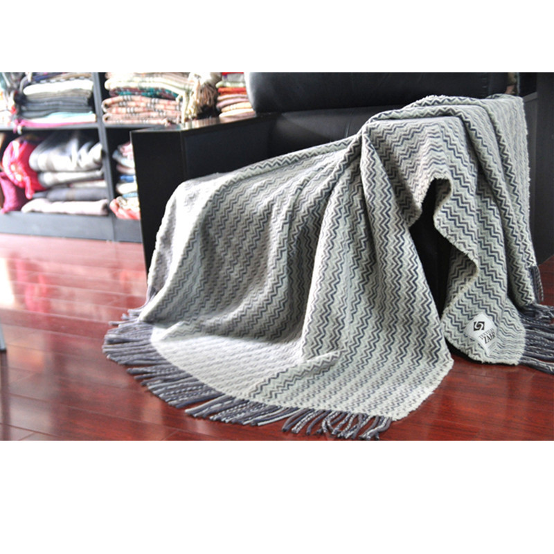 BLUE PHOENIX herringbone New Zealand wool custom made throw blanket for winter customized wholesale king size mexican blankets