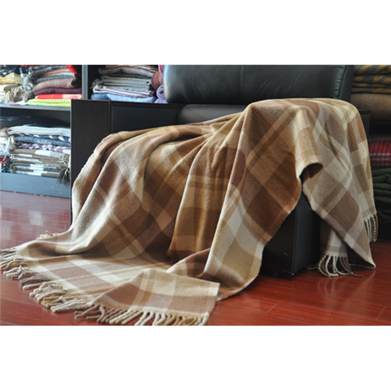 BLUE PHOENIX  mexican blanket 100 new Zealand wool fashion plaid fringes winter plush blanket wearable custom