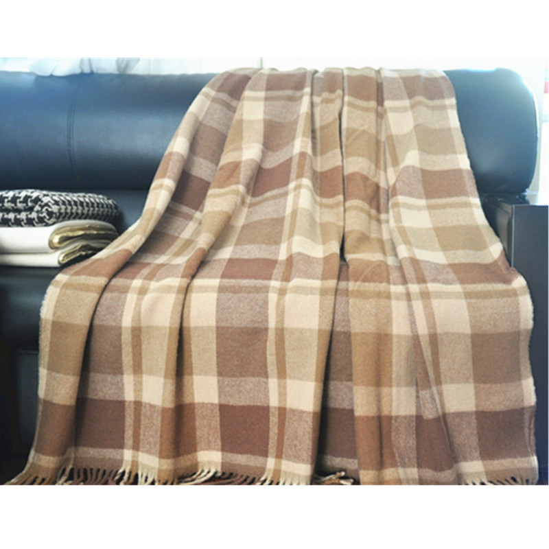 BLUE PHOENIX  mexican blanket 100 new Zealand wool fashion plaid fringes winter plush blanket wearable custom