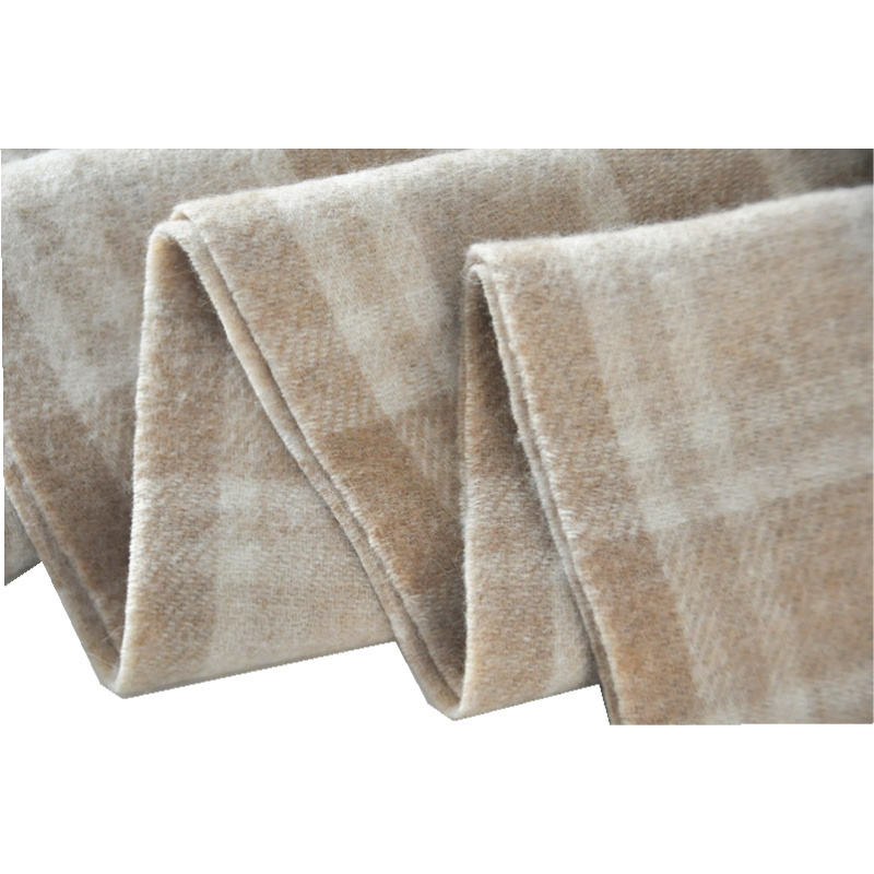 100% Camel's Hair Blanket YARN Super Soft Two Sided Woven Plaid DYED TWILL 100% Camel Wool TAK1601 Living Room Polybag Adults