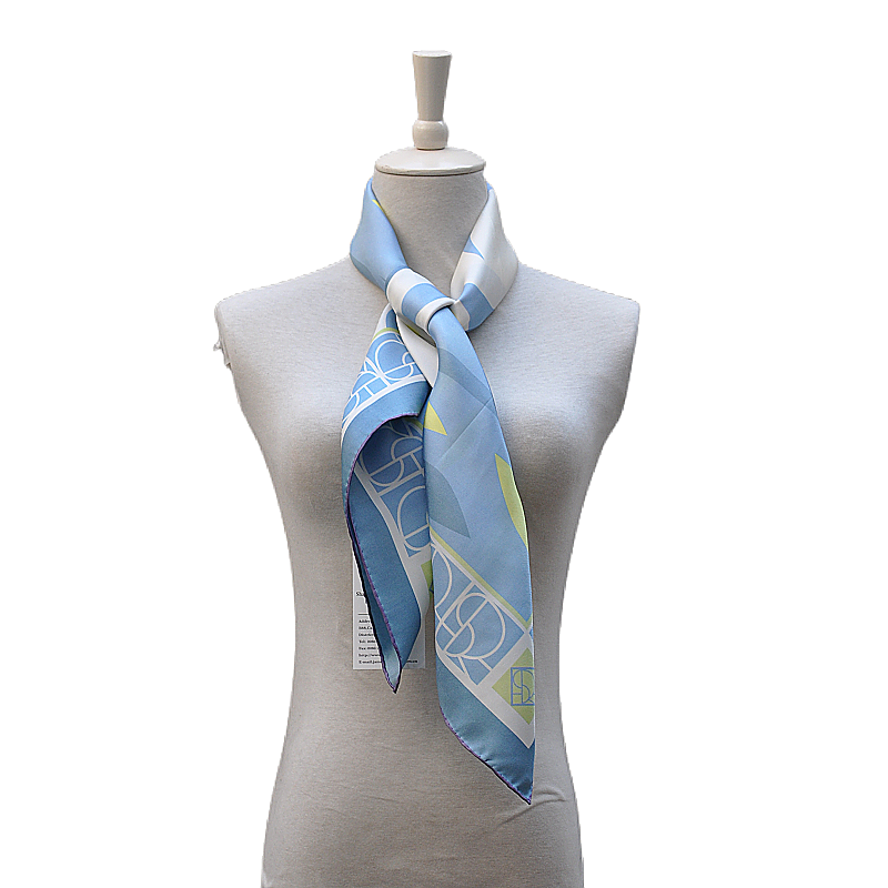 BLUE PHOENIX twill silk scarf 90*90 square digital print cozy luxury twill hand rolled hem new style for lady custom