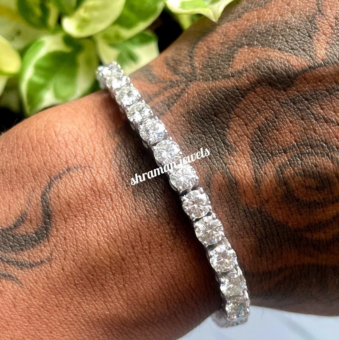 5MM Moissanite Diamond Round Tennis Bracelet 925 Sterling Silver Custom Hip Hop Jewelry Charm Bracelets For Men Women