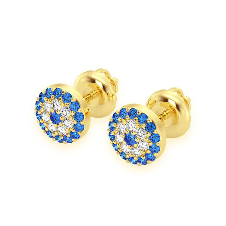 Leading Exporter of High Quality 14K Gold 1.64 CTS and 6.33 Grams Blue & Black Moissanite Diamond Earring for Engagement Gift