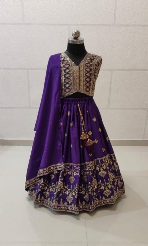 Elegant Design Full Stitched Heavy Kanjivaram Silk Reasonable rate kids lehenga choli  for Party Wear