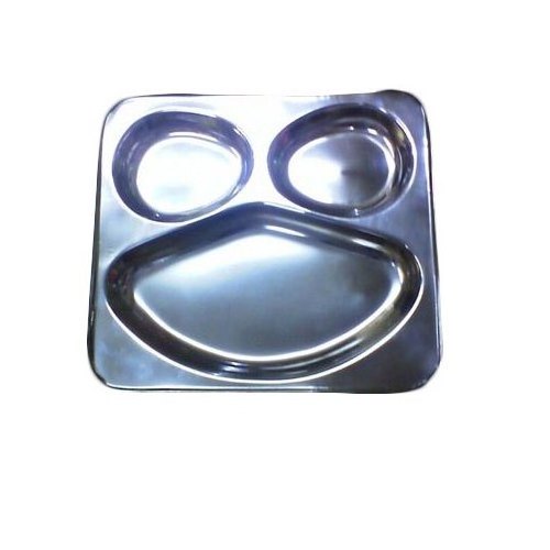 Stainless Steel 3 Compartment Plate