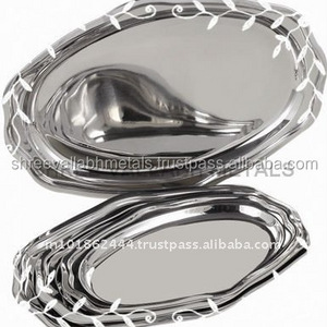 Stainless Steel High Design 3 Compartment Oval Tray