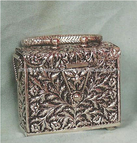 French Connection Engraved Metal Box Purse