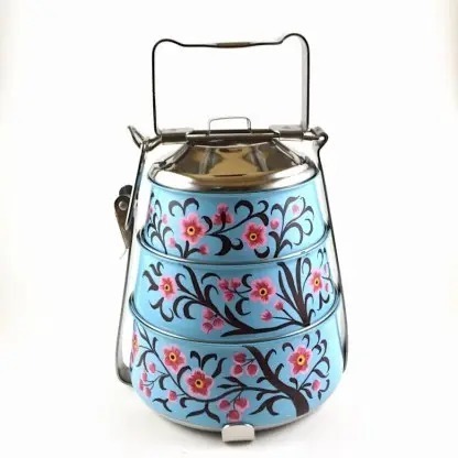 2023 Multi Functional Traditional Indian Stainless Steel Vintage Wire Tiffin Lunch Box with Clip Lock