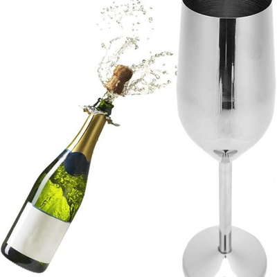 Wholesale Manufacturer Unbreakable Stainless Steel Wine Glasses Bar Champagne Flutes Gold Metal Goblet