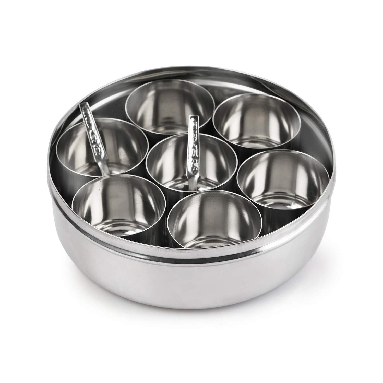 Wholesale Prices Transparent Lid Stainless Steel Spice Box Small Spoon Masala Box for Kitchen Spice Container