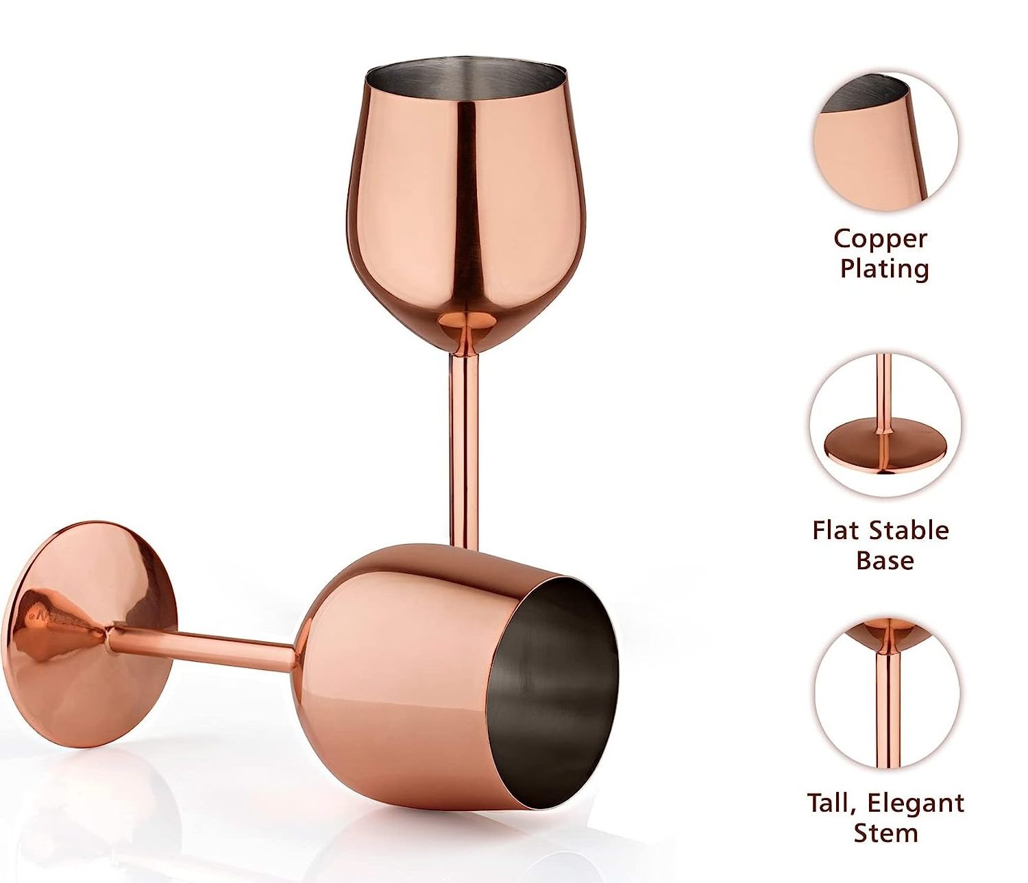 Stainless Steel Goblet Copper Plated Wine Glass Drink Goblet Party Cocktail Barware Beer Martini Glasses Wedding Gifts