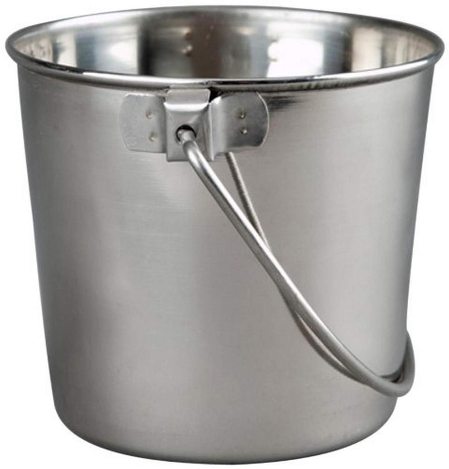 Rodent-proof Multifunction Stainless Steel Food Metal Flat Sided Animal Feeding Pail with Handles