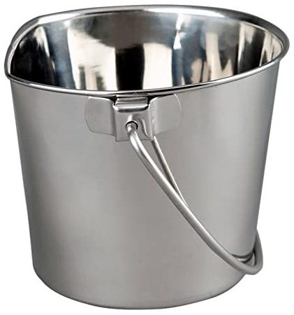 Rodent-proof Multifunction Stainless Steel Food Metal Flat Sided Animal Feeding Pail with Handles