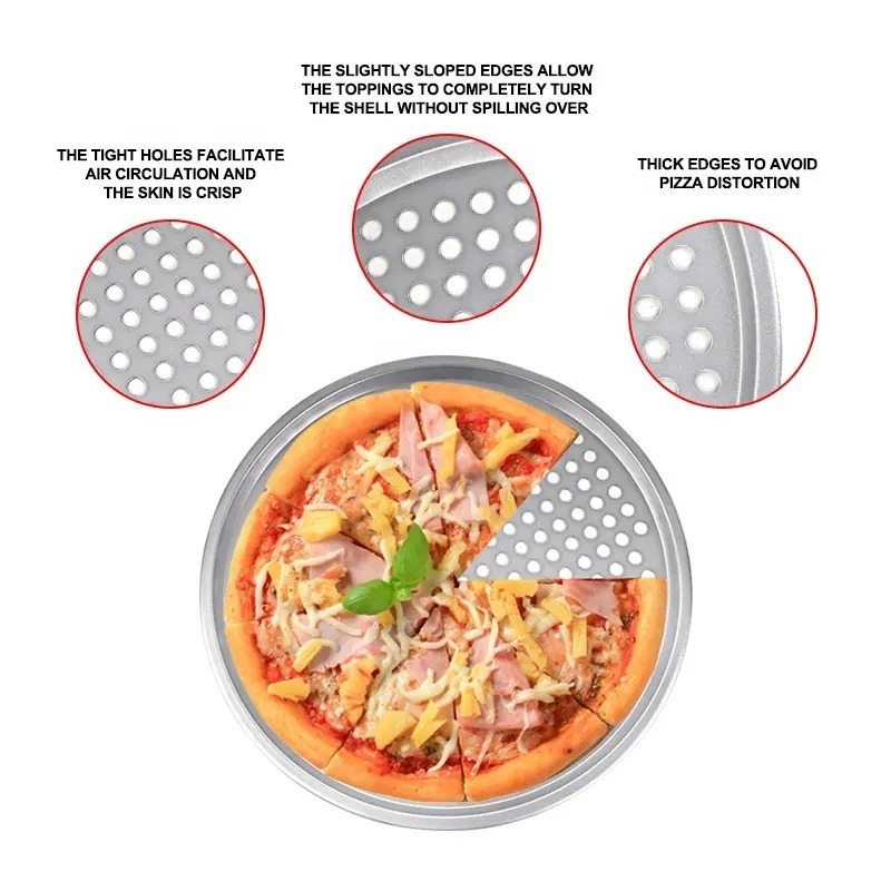 Indian Manufacturer Non-Stick Ovens Safe Stainless Steel Round Perforated Pizza Baking Trays