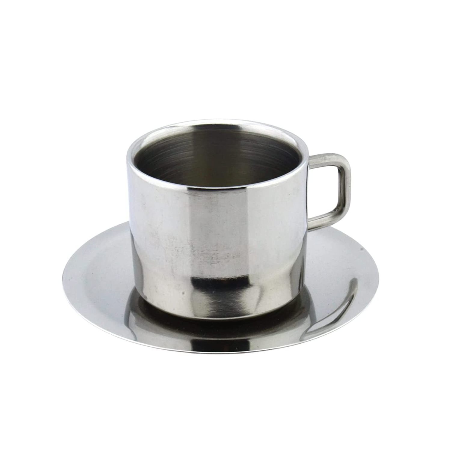 Premium Quality Double Wall Stainless Steel Coffee Cup And Saucer Coffee Latte Cappuccino Tea Mug Set