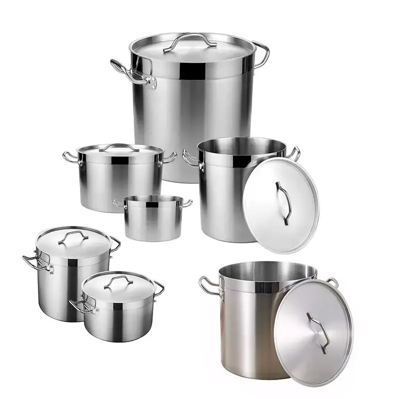 2023 Hot Sale Kitchen Soup Stock Pot Handle Stainless Steel Kitchen Cookware Sets Pot And Pans Cooking Utensils