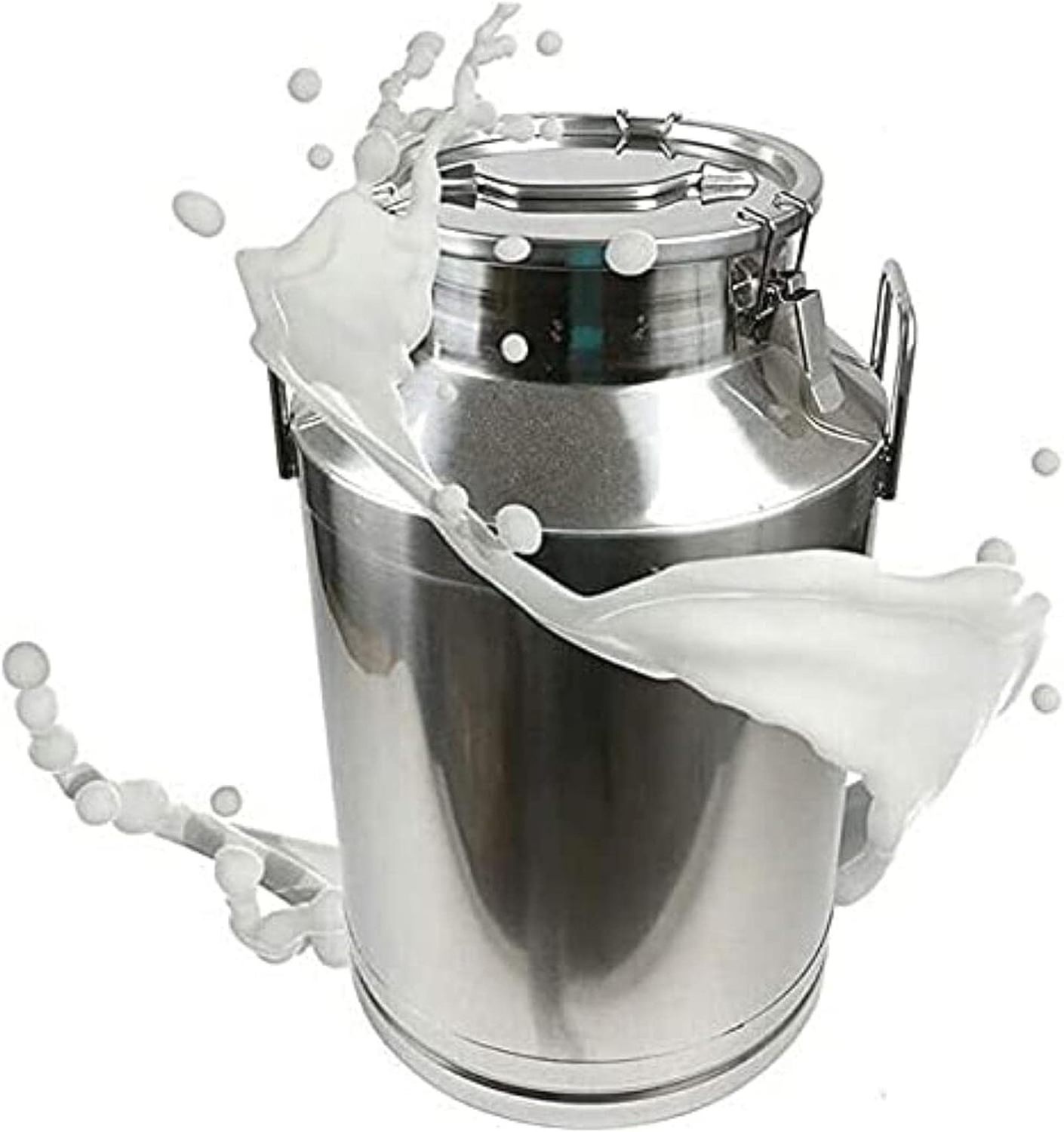 Silver Stainless Steel Milk Can Transport Bucket Containers Gallon Jug Pipe Handle Locking Lid Pot