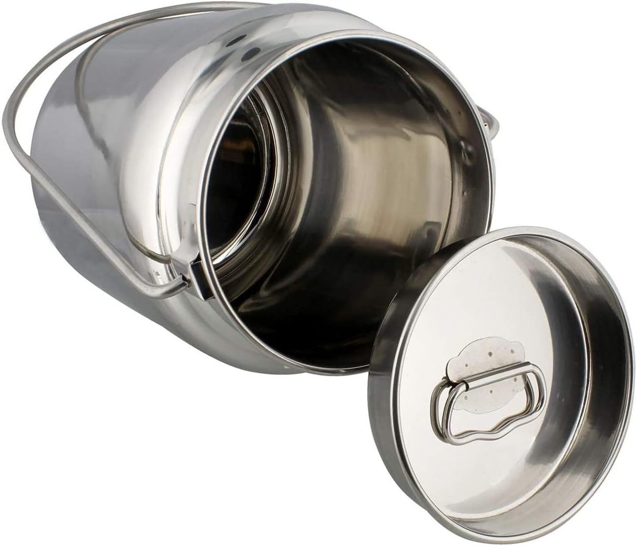 Silver Stainless Steel Milk Can Transport Bucket Containers Gallon Jug Pipe Handle Locking Lid Pot