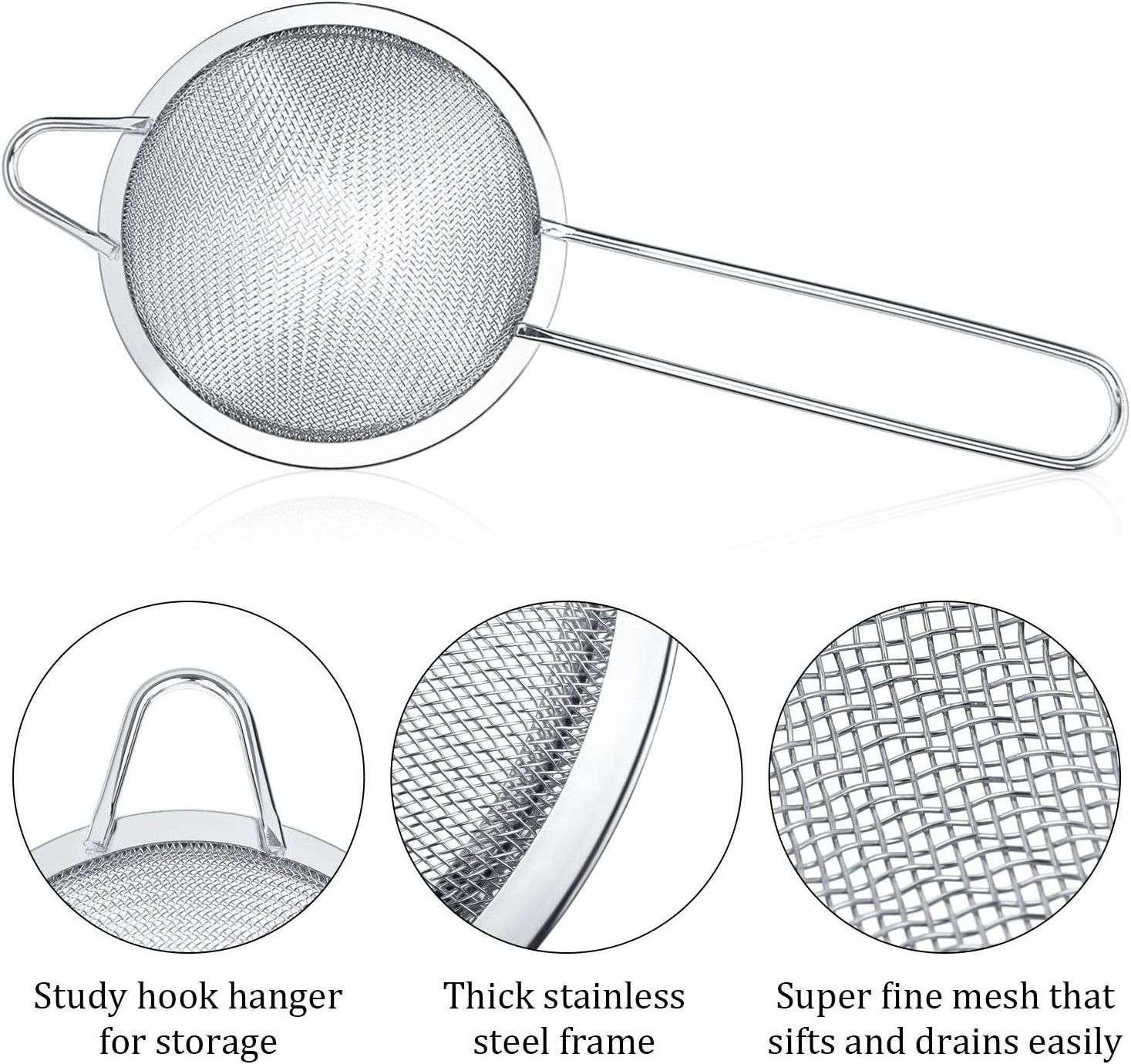 Sale from Indian Vendor Stainless steel Strainer Cocktail Fine mesh Conical Mesh Sieve Sifter