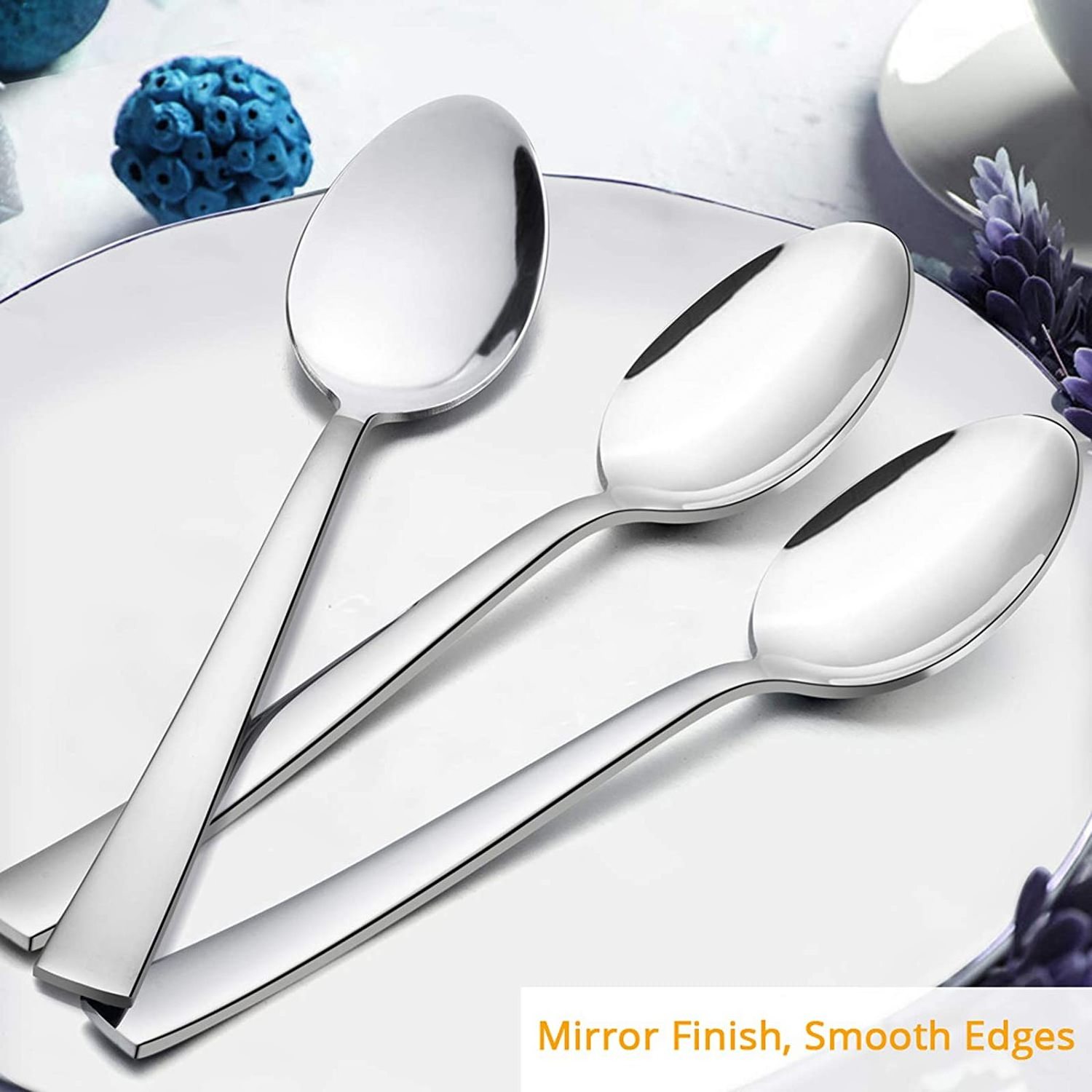 Wholesale Top Quality Durable Stainless Steel Embossed Tableware Spoons Cutlery Set Dinner Food Eating