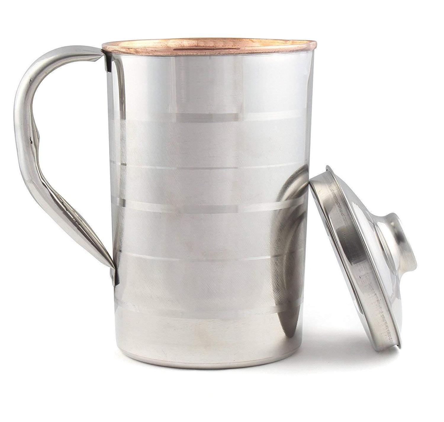 Pure Copper Steel Water Jug For Drinking Usage Superior Quality Steel Copper Drink Ware Jug tumbler Pitchers