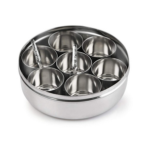 Stainless Steel Indian spice box Indian Masala See Through Spice Shakers masala box steel masala dabba Spice organizer