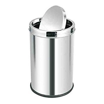 New Arrival 2023 Stainless Steel Swing Lid Garbage Waste Dustbin Flip Top Rotative Indoor Trash Bin Can