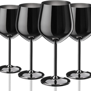 Direct Factory Stainless Steel Wine Glasses Stem Unbreakable Black Wine Goblets Metal Outdoor Pool Party