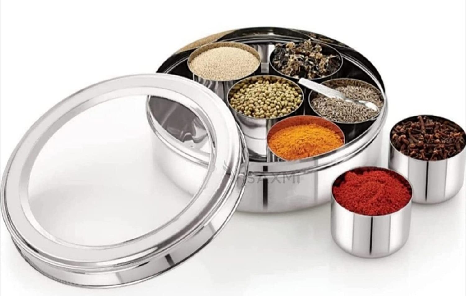 Wholesale Prices Transparent Lid Stainless Steel Spice Box Small Spoon Masala Box for Kitchen Spice Container