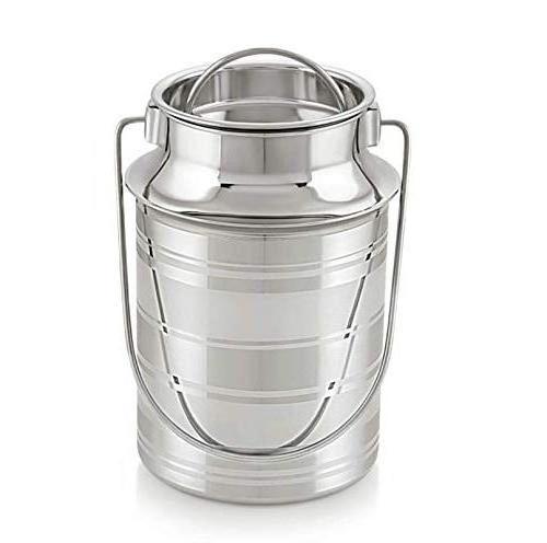 Silver Stainless Steel Milk Can Transport Bucket Containers Gallon Jug Pipe Handle Locking Lid Pot