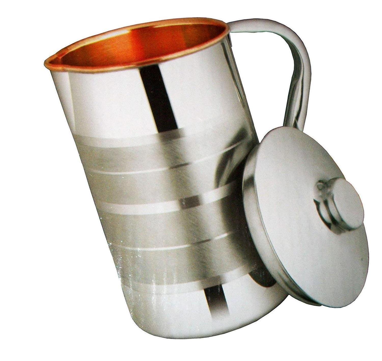 Pure Copper Steel Water Jug For Drinking Usage Superior Quality Steel Copper Drink Ware Jug tumbler Pitchers